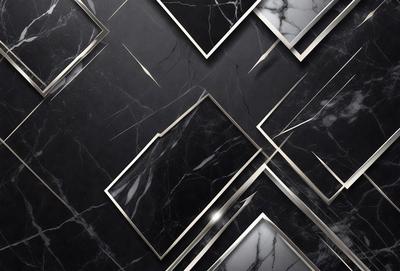The primary subject of the image is a black and white marble pattern. The setting is a black background, and the visual style is a pattern or texture. The dominant colors are black and white, creating a classic and elegant atmosphere.