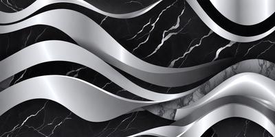 The primary subject of the image is a large, intricate, and artistic design made of marble. The setting is a black and white background, which emphasizes the contrast between the marble and the background. The visual style is a combination of photo and digital art, creating a unique and captivating pattern. The colors and mood of the image are predominantly black and white, giving it a classic and elegant appearance.