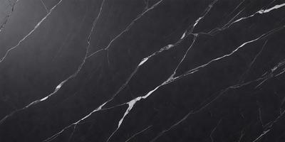 The primary subject of the image is a black marble countertop with a white vein running through it. The setting is a kitchen, and the visual style is a close-up of the marble countertop. The colors and mood of the image are predominantly black and white, giving it a classic and elegant appearance.