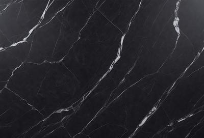 The primary subject of the image is a marble wall with a black and white pattern. The setting is a room with a black background, which emphasizes the marble wall. The visual style is a close-up of the marble wall, showcasing its texture and pattern. The colors and mood of the image are predominantly black and white, giving it a classic and elegant appearance.