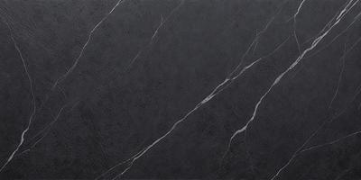 The primary subject of the image is a black marble countertop. The setting is a kitchen, with the countertop being the main focus of the scene. The visual style is a close-up of the marble countertop, showcasing its texture and appearance. The colors and mood of the image are predominantly dark, with the black marble countertop being the main source of contrast and visual interest.