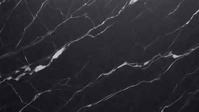 The primary subject of the image is a marble countertop with a black background. The countertop features a pattern of white and black stripes, giving it a unique and elegant appearance. The visual style of the image is a close-up of the marble countertop, showcasing its intricate design and texture. The colors and mood of the image are predominantly black and white, creating a sophisticated and timeless atmosphere.