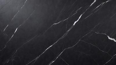 The primary subject of the image is a black marble countertop. The setting is a kitchen, with the countertop being the main focus of the scene. The visual style is a close-up of the marble countertop, showcasing its texture and pattern. The colors and mood of the image are predominantly dark, with the black marble countertop being the main source of contrast.