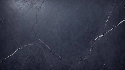 The primary subject of the image is a blue marble wall with visible cracks and crevices. The setting is a room with a blue tiled floor. The visual style is a close-up of the wall, showcasing the intricate details of the marble. The colors and mood of the image are predominantly blue, creating a calm and serene atmosphere.