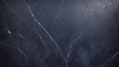 The primary subject of the image is a close-up of a blue wall with a cracked and textured surface. The setting is a room with a blue background. The visual style is a photo, and the dominant colors are blue and grey. The overall atmosphere is moody and dramatic.