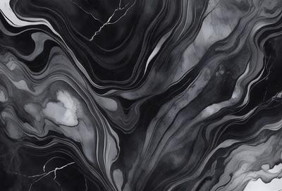 The primary subject of the image is a black and white marble pattern. The setting is a black and white marble surface, which serves as the background. The visual style is a black and white photograph. The colors and mood of the image are predominantly black and white, creating a classic and timeless atmosphere.