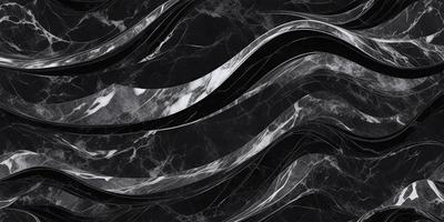 The primary subject of the image is a marble pattern, which is the main object, scene, or focus of the image. The setting or background is a black marble surface, and the visual style is a photo. The colors and mood of the image are predominantly black and white, giving it a classic and elegant appearance.