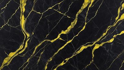 The primary subject of the image is a marble wall with a yellow and black pattern. The setting is a black and yellow marble wall, which serves as the background. The visual style is a close-up of the marble wall, showcasing the intricate pattern. The dominant colors are yellow and black, creating a bold and striking appearance.