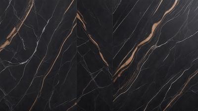 The image features a close-up of a marble countertop with a black background. The countertop is made of marble, and it has a black and brown color scheme. The marble countertop is the primary subject of the image, showcasing its unique texture and appearance.