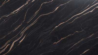 The primary subject of the image is a close-up of a marble countertop. The setting is a kitchen, with the countertop being the main focus of the scene. The visual style is a photo, capturing the intricate details of the marble surface. The colors and mood of the image are predominantly black and white, giving it a classic and elegant appearance.