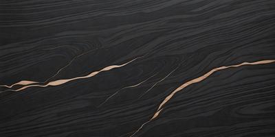 The primary subject of the image is a wooden table with a black surface. The table has a unique design, featuring a wood grain pattern and a black background. The setting appears to be a room with a black table, and the visual style is a close-up of the table. The colors and mood of the image are dark and moody, with the black table and wood grain pattern creating a dramatic and striking appearance.