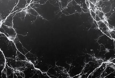 The primary subject of the image is a black background with white stars. The setting is a dark, starry night, and the visual style is a black and white photo. The dominant colors are black and white, creating a moody and dramatic atmosphere.