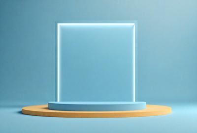 The primary subject of the image is a blue square or box, which is the main object, scene, or focus of the image. The setting or background is a blue surface, which could be a wall or a table. The visual style of the image is a photo, as it is a real-life object captured in a photograph. The colors and mood of the image are predominantly blue, creating a calm and serene atmosphere.