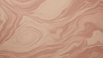 The primary subject of the image is a wooden wall with a unique, swirling pattern. The setting is a room with a wooden floor, and the visual style appears to be a combination of a photo and a digital art or illustration. The dominant colors in the image are shades of brown and pink, creating a warm and natural atmosphere.