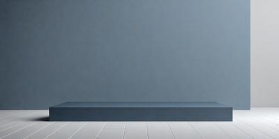 The primary subject of the image is a blue wall. The setting is a room with a white floor. The visual style is a photo, and the dominant colors are blue and white. The overall atmosphere is calm and serene.