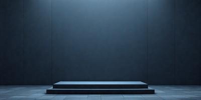 The primary subject of the image is a blue wall. The setting is a dark room with a blue wall, and the visual style is a photo. The dominant colors are blue and black, creating a moody atmosphere.