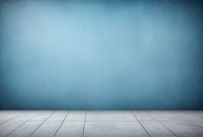 The primary subject of the image is a blue wall with a white floor. The setting is a room with a blue wall and a white floor. The visual style is a photo, and the colors and mood are predominantly blue and white, creating a calm and serene atmosphere.