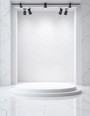 The primary subject of the image is a white marble wall with a white marble base. The setting is a room with a white marble floor. The visual style is a photo of a white marble wall and base. The colors and mood are predominantly white, giving the scene a clean and elegant appearance.