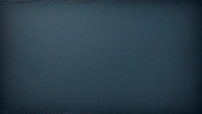 The primary subject of the image is a large, empty blue canvas. The setting is a dark, blue background, which creates a moody atmosphere. The visual style is a simple, clean line drawing, giving the image a minimalist and artistic appearance.