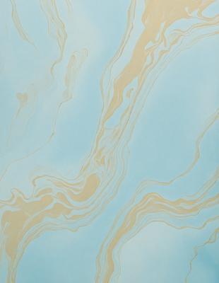 The primary subject of the image is a blue and yellow swirling pattern, which appears to be a painting or a digital artwork. The setting is a blue background, and the visual style is a combination of photo and digital art. The dominant colors are blue and yellow, creating a vibrant and lively atmosphere.