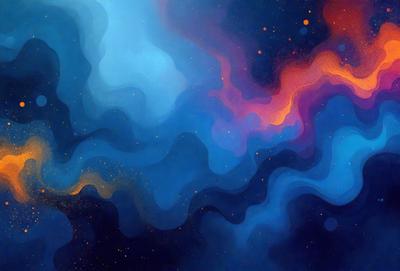 The primary subject of the image is a blue and purple swirling pattern, which appears to be a digital art or illustration. The setting is a dark blue background, and the visual style is a combination of digital art and illustration. The dominant colors are blue and purple, creating a calming and serene atmosphere.