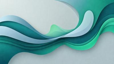 The primary subject of the image is a large, colorful wave. The wave is depicted in a digital art style, with a blue and green color scheme. The setting is a white background, which provides a clean and minimalist appearance. The visual style of the image is a combination of digital art and illustration, creating a dynamic and vibrant scene.