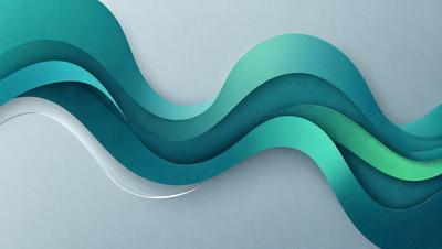 The primary subject of the image is a large, curved, and colorful wave. The wave is depicted in a blue and green color scheme, giving it a vibrant and lively appearance. The setting is a blue background, which complements the colors of the wave. The visual style of the image is a combination of digital art and illustration, creating a dynamic and eye-catching representation of the ocean wave.