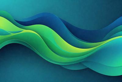 The primary subject of the image is a colorful, abstract wave design. The setting is a blue background, which complements the vibrant colors of the wave. The visual style is a combination of digital art and illustration, creating a dynamic and eye-catching pattern. The dominant colors are green, blue, and yellow, which evoke a sense of energy and movement. Overall, the image exudes a lively and spirited atmosphere.