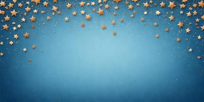 The primary subject of the image is a blue background with a pattern of stars. The setting is a space-themed environment, and the visual style appears to be a digital art or illustration. The dominant colors are blue and white, creating a calm and serene atmosphere.