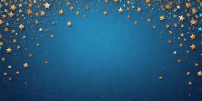 The primary subject of the image is a blue background with a pattern of stars. The setting is a dark blue surface, and the visual style appears to be a digital art or illustration. The dominant colors are blue and white, creating a calm and serene atmosphere.