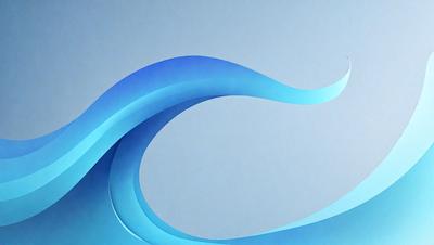 The primary subject of the image is a large, blue wave. The wave is depicted in a digital art style, with a blue and white color scheme. The setting is a blue background, which complements the wave's vibrant colors. The overall atmosphere of the image is dynamic and energetic, as the wave appears to be crashing or breaking.