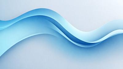 The primary subject of the image is a blue wave, which is the main focus of the scene. The wave is depicted in a digital art style, giving it a modern and visually appealing appearance. The setting is a white background, which provides a clean and minimalist look to the image. The overall atmosphere is calm and serene, as the blue wave is the main subject and the background is simple and uncluttered.