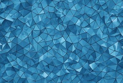 The primary subject of the image is a blue background with a pattern of triangles. The setting is a blue background with a pattern of triangles. The visual style is a blue background with a pattern of triangles. The colors and mood are predominantly blue, creating a calm and serene atmosphere.