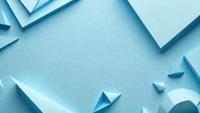 The primary subject of the image is a blue triangle. The setting is a blue background, and the visual style appears to be a digital art or illustration. The dominant colors are blue and white, creating a calm and soothing atmosphere.