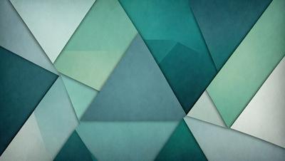 The primary subject of the image is a geometric pattern, featuring a combination of blue and green colors. The setting is a wall, and the visual style appears to be a digital art or illustration. The dominant colors and overall atmosphere of the image are a mix of blue and green, creating a sense of harmony and balance.