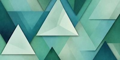 The primary subject of the image is a geometric pattern made up of triangles. The setting is a blue background, which adds a sense of depth and contrast to the pattern. The visual style is a combination of digital art and illustration, creating a unique and eye-catching design. The dominant colors are blue and green, which contribute to a calm and soothing atmosphere.