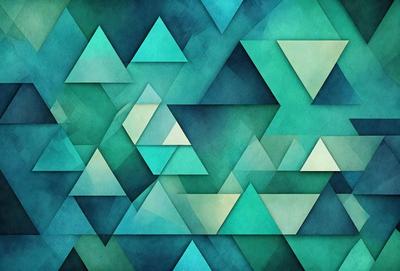 The primary subject of the image is a blue and green geometric pattern, which is the main focus of the image. The setting is a blue and green background, which complements the pattern. The visual style is a digital art or illustration, as the pattern is intricately designed and detailed. The colors and mood of the image are predominantly blue and green, creating a calm and soothing atmosphere.