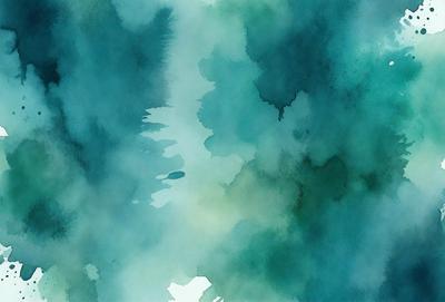 The primary subject of the image is a painting of a blue water surface with green and white accents. The setting is a water-based environment, and the visual style appears to be a combination of digital art and illustration. The dominant colors in the painting are blue, green, and white, creating a serene and calming atmosphere.