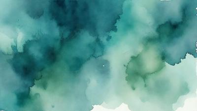 The primary subject of the image is a painting of a blue and green ocean. The setting is a water surface, and the visual style is a painting. The dominant colors are blue and green, creating a serene and calming atmosphere.