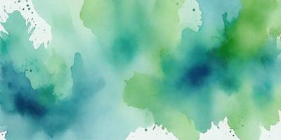 The primary subject of the image is a green leafy plant. The setting is a watercolor painting, which gives the image a vibrant and artistic visual style. The dominant colors are green and blue, creating a lively and refreshing atmosphere.