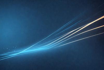 The primary subject of the image is a blue and yellow light streak, which appears to be a digital art or illustration. The setting is a blue background, and the visual style suggests that the image is a creative and artistic representation of light. The colors and mood of the image are predominantly blue and yellow, creating a vibrant and dynamic atmosphere.