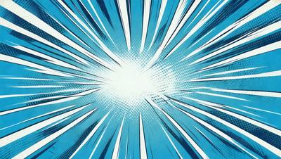 The primary subject of the image is a bright, white light, which appears to be a light source or a burst of light. The setting is a blue background, which adds to the overall atmosphere of the image. The visual style of the image is digital art, as it is a computer-generated image. The colors and mood of the image are predominantly blue and bright, creating a sense of energy and dynamism.