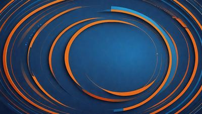 The primary subject of the image is a blue circle with an orange ring around it. The setting is a blue background, and the visual style appears to be a digital art or illustration. The dominant colors are blue and orange, creating a vibrant and lively atmosphere.
