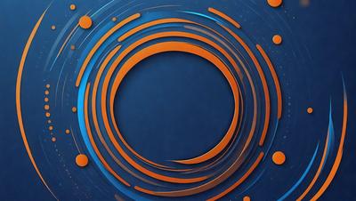 The primary subject of the image is a blue and orange circle, which is the main object, scene, or focus of the image. The setting/background features a blue surface, and the visual style is a digital art or illustration. The dominant colors are blue and orange, creating a vibrant and lively atmosphere.