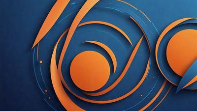 The primary subject of the image is a large orange circle, which is the main focus of the scene. The setting is a blue background, creating a contrast between the orange circle and the blue surface. The visual style appears to be a combination of digital art and illustration, as the circle is depicted in a detailed and artistic manner. The colors and mood of the image are predominantly orange and blue, with the orange circle representing warmth and energy, while the blue background adds a sense of calmness and tranquility.