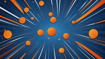 The primary subject of the image is a blue background with a cluster of orange and white balls scattered across it. The setting appears to be a space-themed environment, possibly a futuristic or celestial scene. The visual style of the image is digital art, as it features a vibrant and colorful design. The dominant colors in the image are blue, orange, and white, creating a lively and energetic atmosphere.