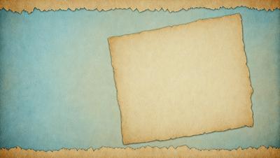 The primary subject of the image is a piece of paper with a brown border. The paper is placed on a blue surface, creating a contrast between the two colors. The visual style of the image is a combination of a photo and a drawing, giving it a unique and artistic appearance. The colors and mood of the image are predominantly blue and brown, with the blue surface providing a calm and soothing atmosphere, while the brown border adds a touch of warmth and texture to the overall composition.