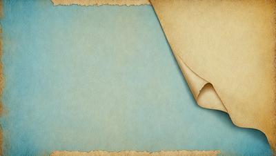 The primary subject of the image is a piece of paper with a blue background. The paper is rolled up and appears to be a piece of parchment paper. The setting is a room with a blue wall, and the visual style is a close-up of the paper. The colors and mood of the image are predominantly blue, creating a calm and serene atmosphere.