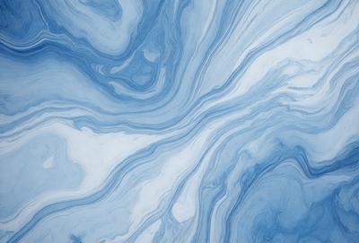 The primary subject of the image is a blue and white swirling pattern, which appears to be a painting or a digital artwork. The setting is a blue background, which complements the swirling pattern. The visual style is a combination of painting and digital art, creating a unique and captivating visual experience. The colors and mood of the image are predominantly blue and white, giving it a calming and serene atmosphere.