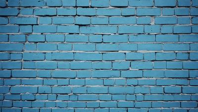 The primary subject of the image is a blue brick wall. The setting is a brick wall, and the visual style is a photo. The dominant colors are blue and white, creating a calm and serene atmosphere.